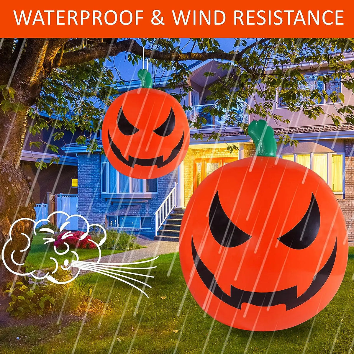 LED Remote-Controlled Inflatable Pumpkin Balls – Halloween Decor Inflatable Halloween Decor Qme