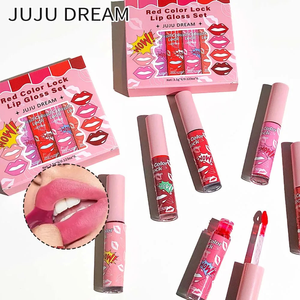 Matte Lip Gloss Set – 6 Silky Shades, Long-Lasting Matte Lip Gloss Set Qme