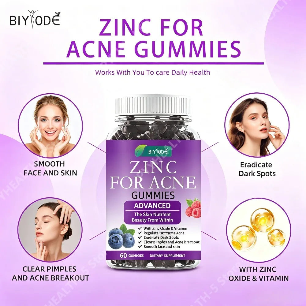 BIYODE Zinc Oxide Gummies with Vitamin A & C – 60 Count Vitamin Gummies Qst