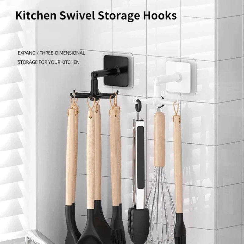 Multi-Purpose Rotating Kitchen Hook Organizer – Spoon Hanger Kitchen Utensil Hook Qme