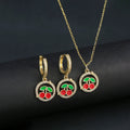 Cherry Strawberry Crystal Earrings & Necklace Jewelry Set | CZ Crystal Jewelry Set Qme Jewelry Set 5