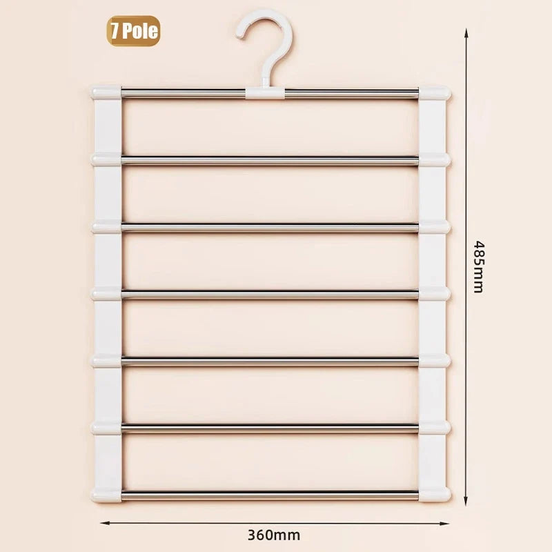 Foldable Trouser Rack – Stainless Steel Closet Ladder Hanger Trouser Rack Hanger Qme 7 Layers