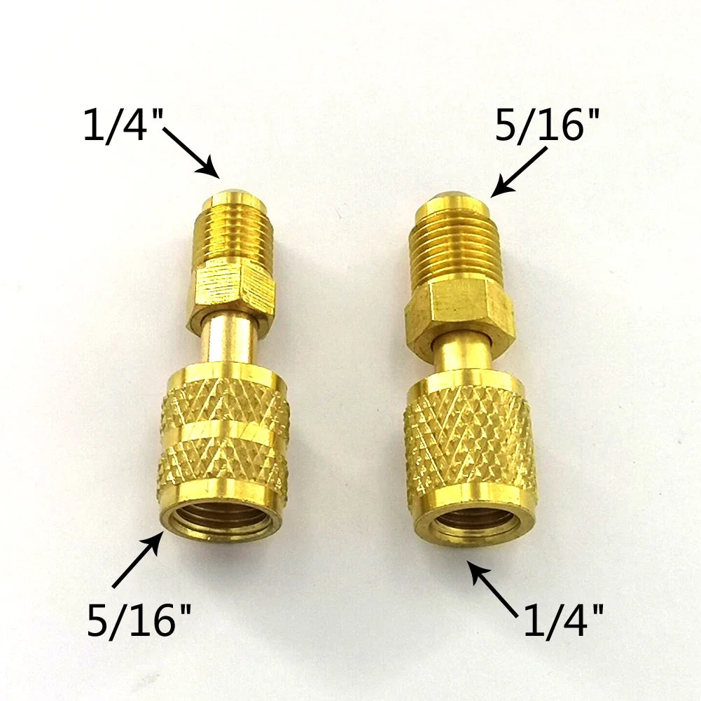 R410a Brass Vacuum Pump Adapter 5/16 SAE to 1/4 SAE Quick Coupler HVAC Fitting Adapter Qme Default Title