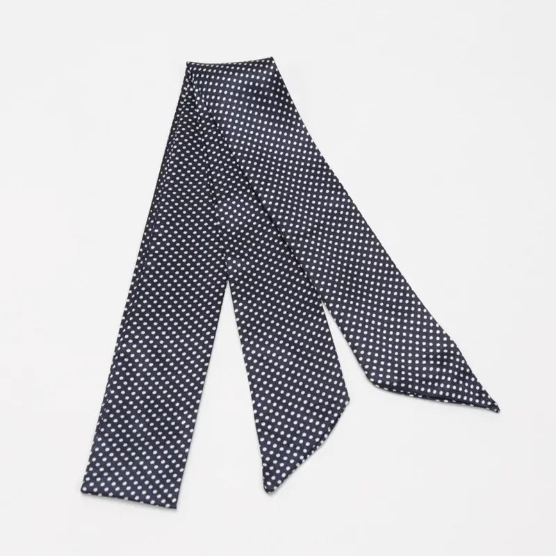 Women's Skinny Ribbon Scarf – Printed Polyester Hair Tie Ribbon Hair Scarf Qme A-24