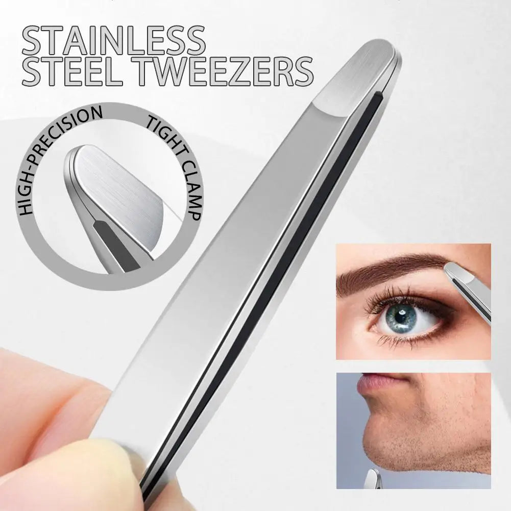 Stainless Steel Eyebrow Tweezers & Grooming Scissors | Men & Women Eyebrow Grooming Set Qme
