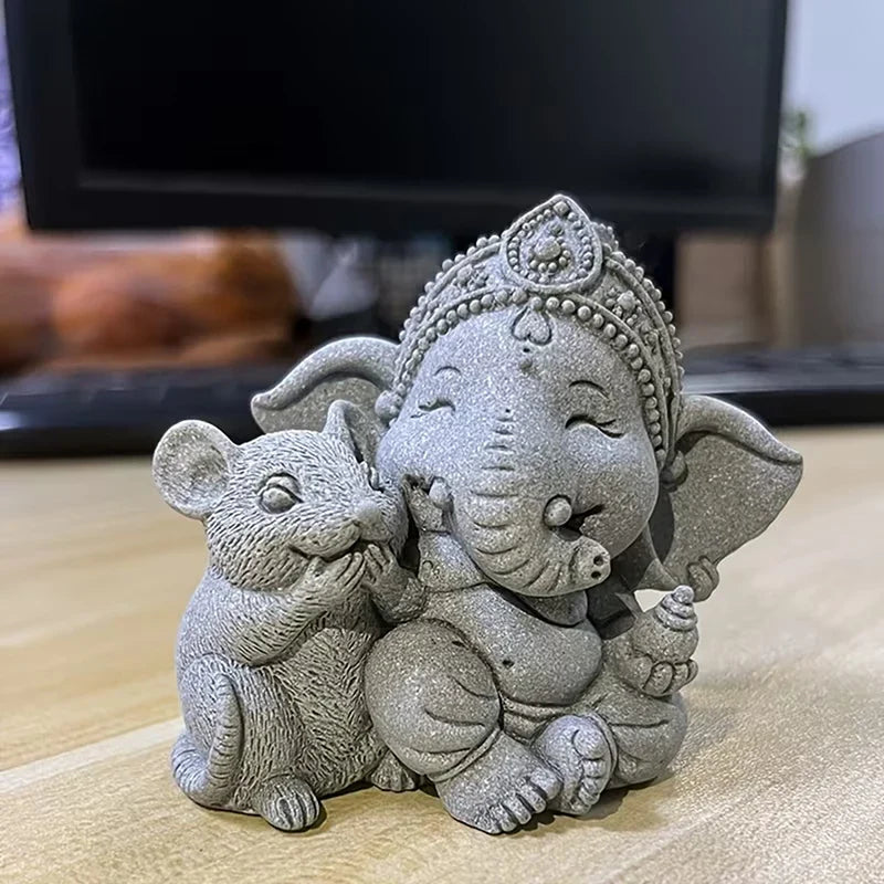 Guardian Elephant Statue – Hands Clasped Prayer Home Décor Decorative Figurine Qme