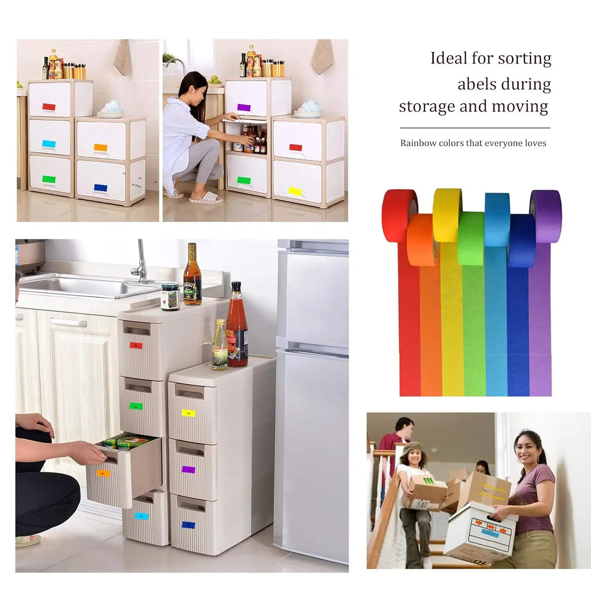 7-Roll Rainbow Colored Masking Tape – Craft & Painters Tape Masking Tape Set Qme
