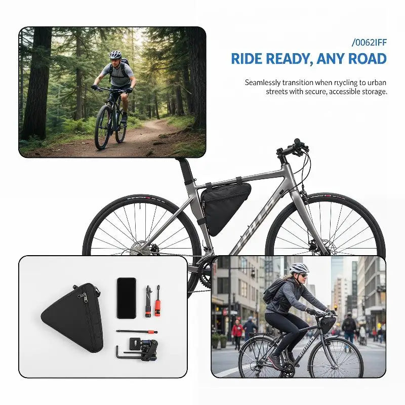 Bicycle Triangle Frame Bag – Durable Cycling Front Tube Pouch Cycling Frame Bag Qme Default Title
