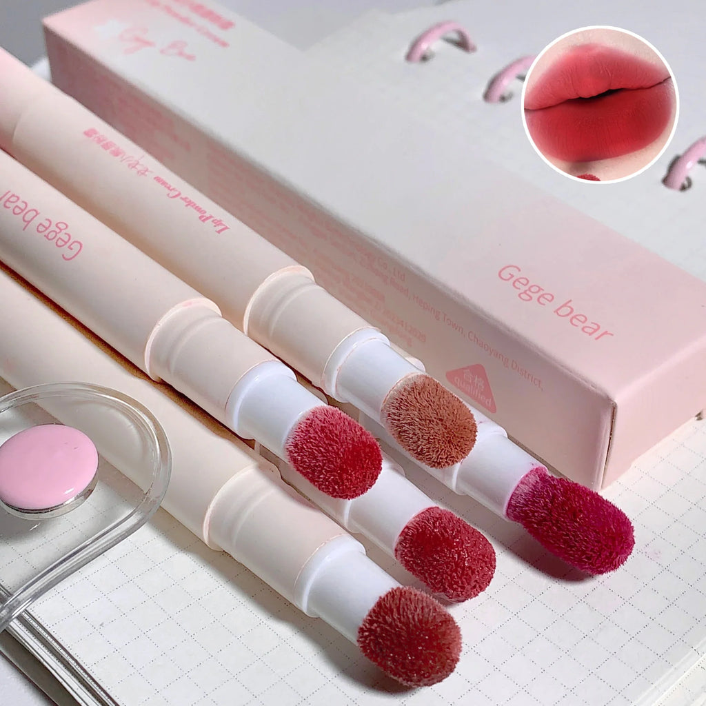 Gege Bear Sponge Tip Lip Powder Cream – Matte Lippie Gift Lip Powder Cream Qme
