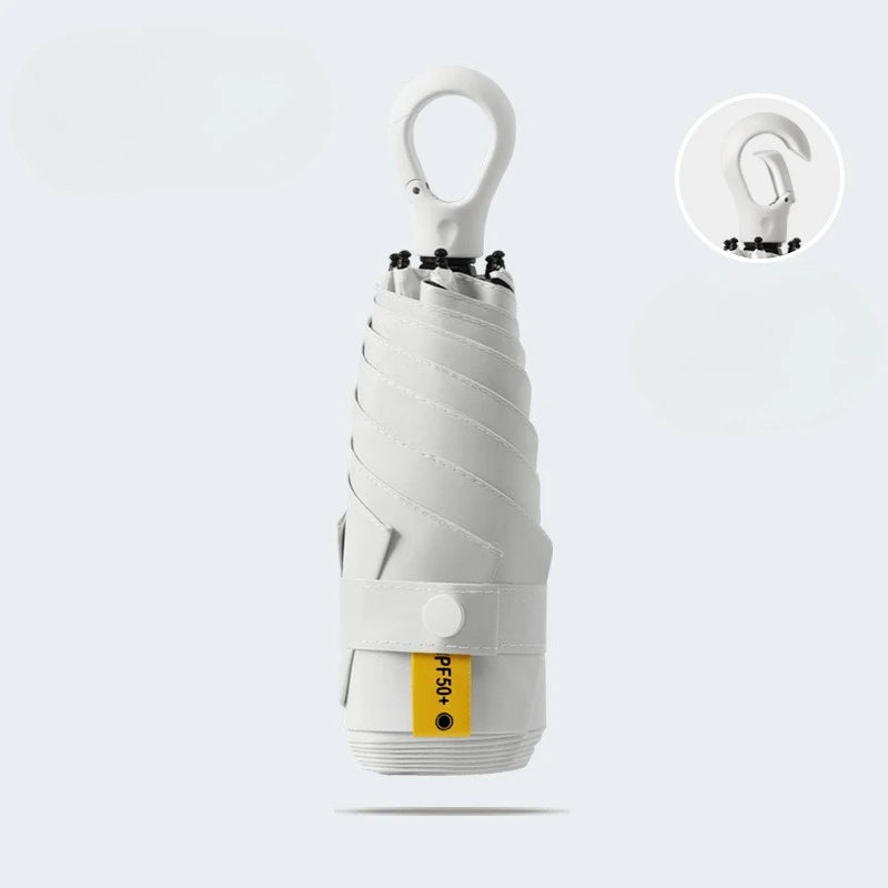 UV Protection Mini 5-Fold Ultralight Portable Umbrella Compact Travel Umbrella Qst White 6K Iron