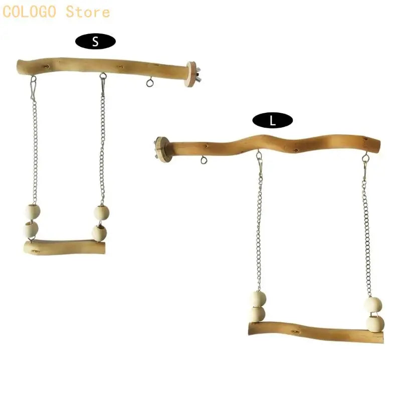 Parrot Swing Bridge Toy – Wood & Metal Chain Small Bird Cage Bird Cage Toy Qme
