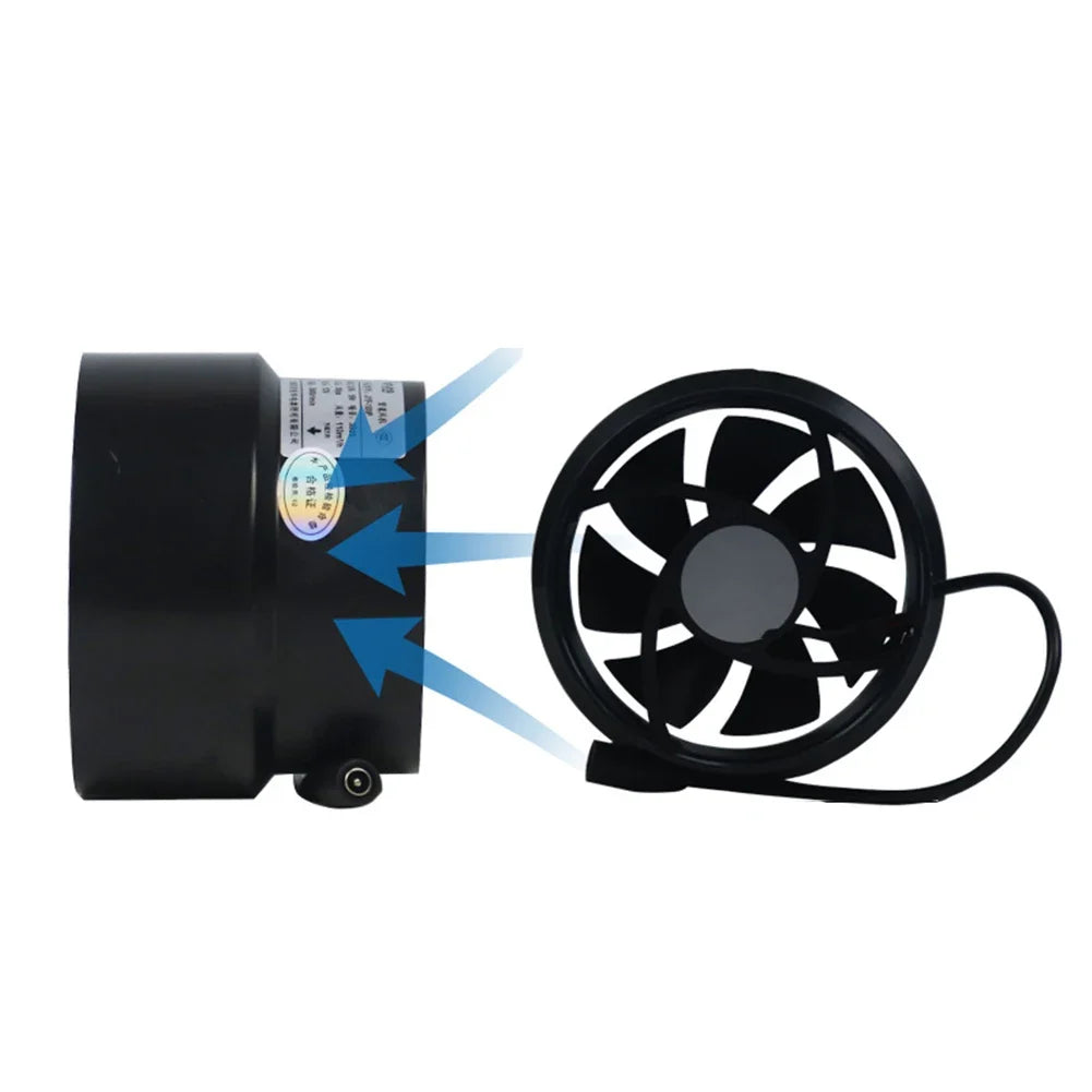 12V Black Duct Fan – Quiet 39dB Exhaust for Indoor & Outdoor Exhaust Duct Fan Qme Air inlet