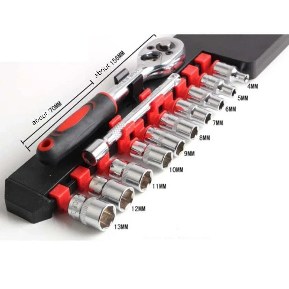HOMEFISH 12-Pc Universal Wrench Socket Set – Car, Bike & Motorcycle Socket Wrench Set Qme