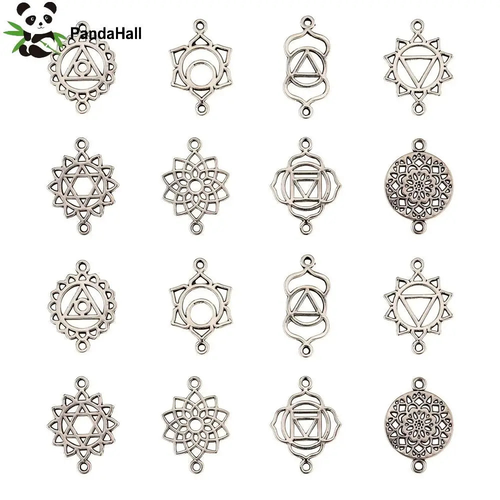 PandaHall 80pcs Tibetan Flower Chakra Alloy Charms for Jewelry Jewelry Making Charms Qme Default Title