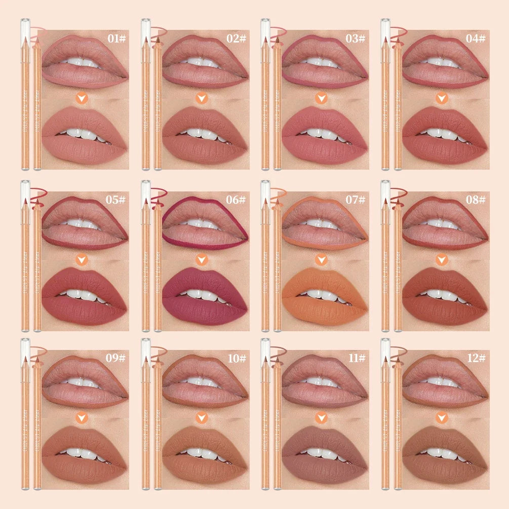 QIBEST Matte Lip Liner Pencil – Smudge-Proof Contour Pen Lip Liner Pencil Qme