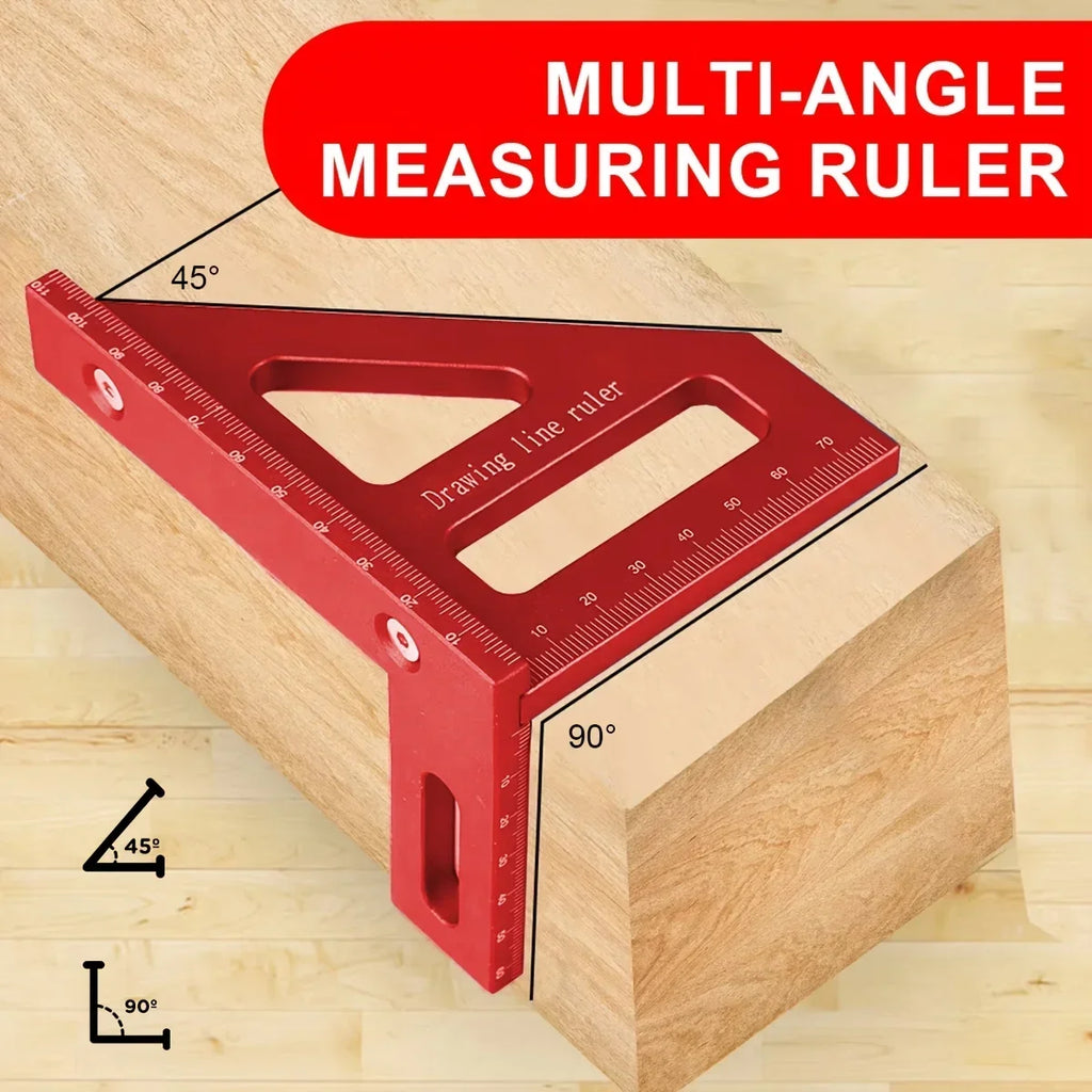 Aluminum Alloy Triangle Scribing Ruler 45 90 Degree Tool Woodworking Scribing Ruler Qme