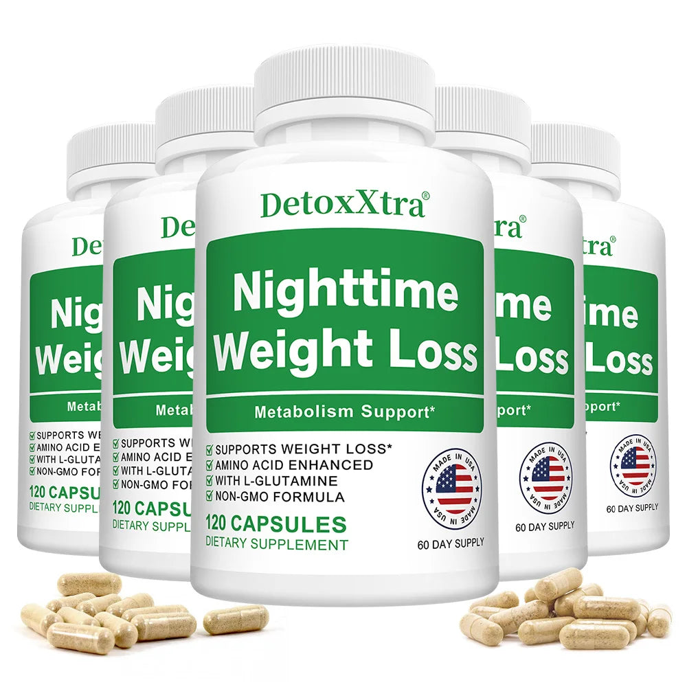 STRESSXCEL L-Glutamine Nighttime Supplement – Sleep & Muscle Support Wellness Supplement Qst 120 count-5 bottle