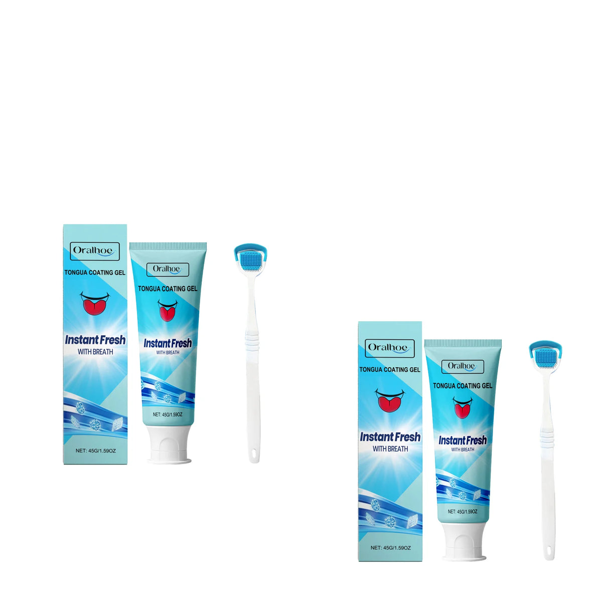 Oralhoe Tongue Cleansing Gel & Scraper Set | Fresh Breath Tongue Cleansing Gel Qst 2pcs