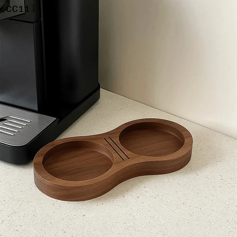 Walnut Wood Coffee Tamper Station | Non-Slip Holder Base Coffee Tamper Station Qme