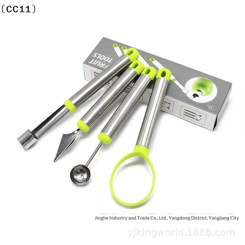 Stainless Steel Melon Baller, Fruit Pitter & Corer Tool Set Fruit Prep Tool Set Qme