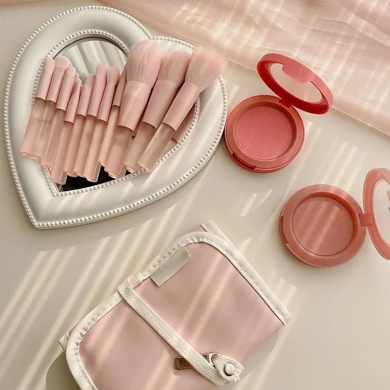 Mini Cherry Blossom Makeup Brush Set – 10 Pcs Travel Size Makeup Brush Set Qme