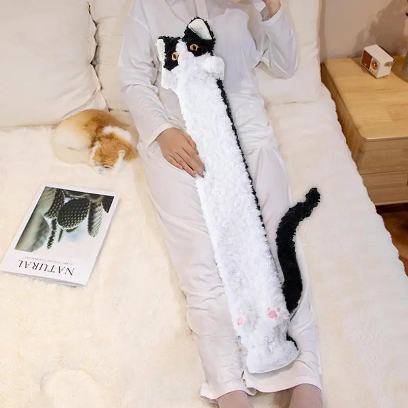 Cute Cat Long Hot Water Bottle Bag Pouch 2L Leak-Proof Hot Water Bottle Qme