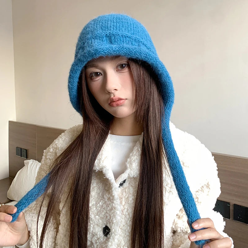 Women's Winter Knit Hat Scarf & Gloves Set | Fleece Lined Winter Accessories Set Qst Blue