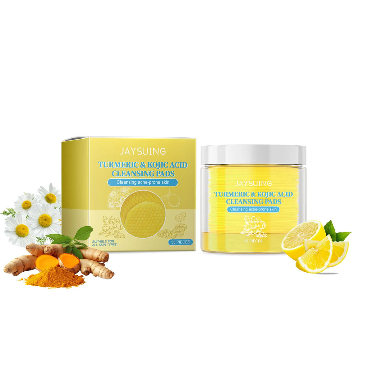Turmeric Exfoliating Facial Pads – Cleanse & Brighten Skin Exfoliating Facial Pads Qst 55pcs box anti acne