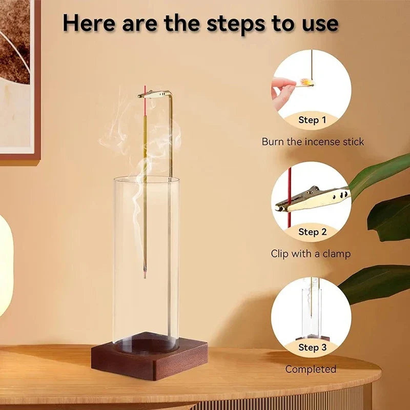 Glass Incense Holder Removable Ash Catcher – Mess-Free Burner Incense Holder Qme