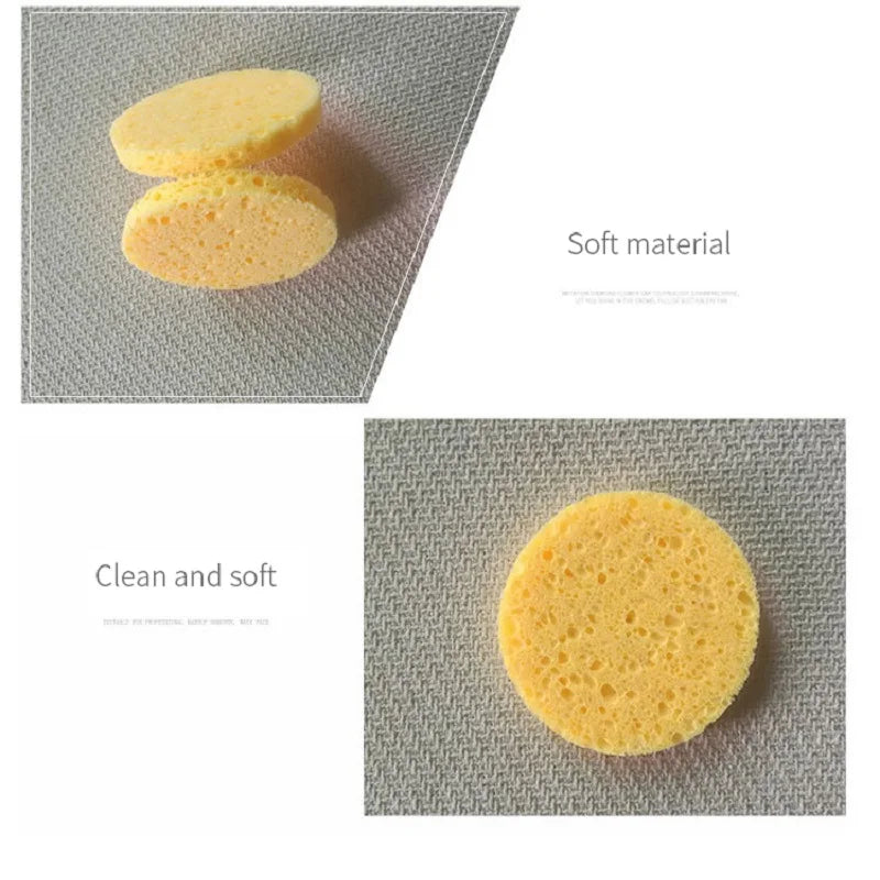 Natural Wood Pulp Cellulose Makeup Remover Sponge 10 Pcs Facial Cleansing Sponge Qme