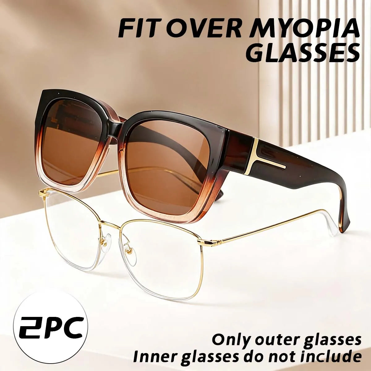 VOPHA 2-Pack Oversized Fit-Over Polarized Sunglasses UV400 Fit-Over Sunglasses Qst