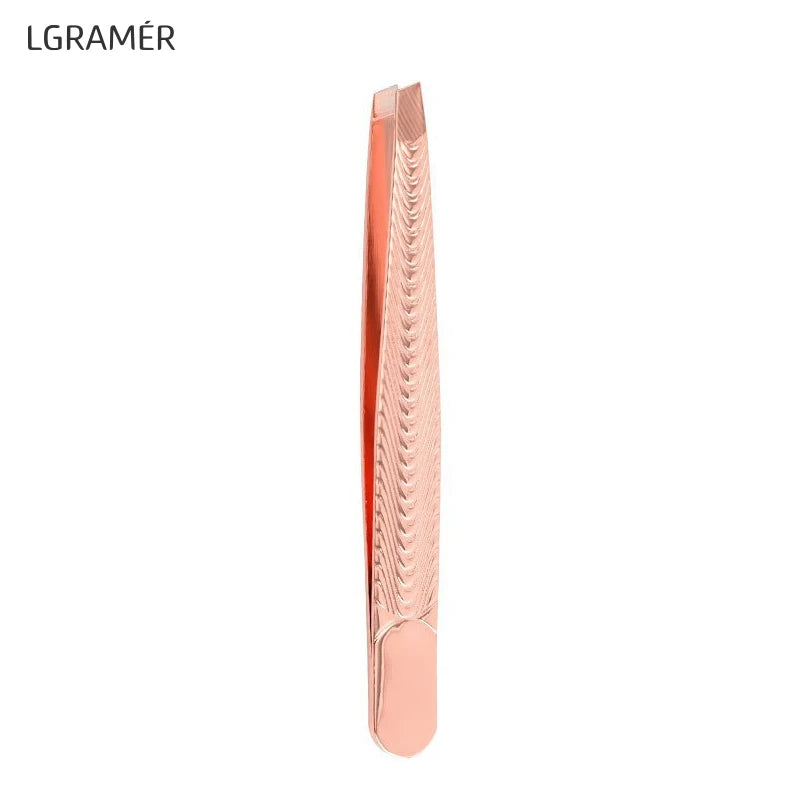 YOUNGCOME Slant Tip Eyebrow Tweezers – Stainless Steel Black Eyebrow Tweezers Qst Rosegold-1pcs