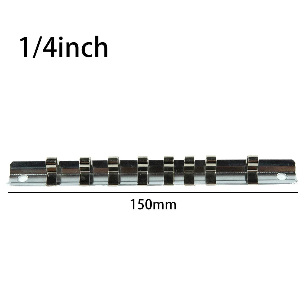 Wall-Mounted Socket Rack Rail Organizer with Clips – Iron Socket Rail Organizer Qme 1-4