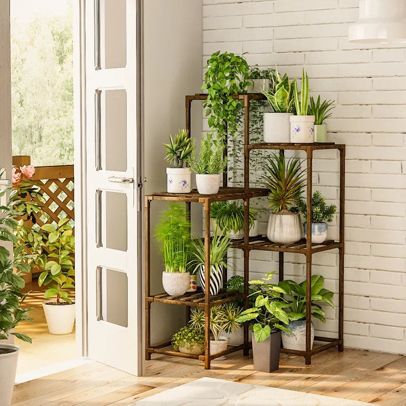 Wood Ladder Plant Stand – Indoor & Outdoor Display Shelf Ladder Plant Stand Qst