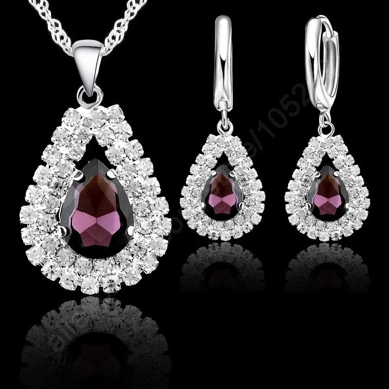 925 Sterling Silver Austrian Crystal Water Drop Earrings Crystal Drop Earrings Qme