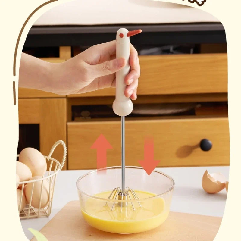 Semi-Automatic Stainless Steel Egg Beater & Whipped Cream Mixer Manual Egg Beater Qme
