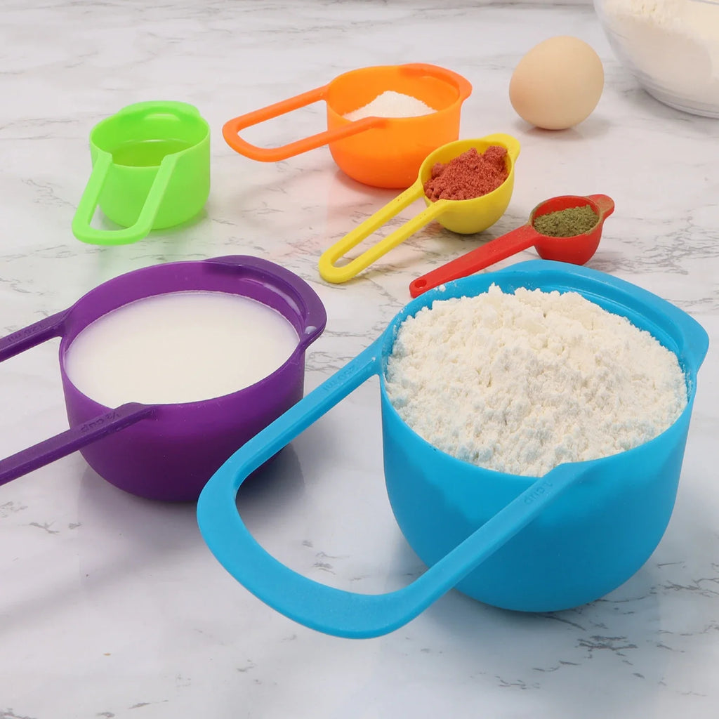 Rainbow Measuring Cups & Spoons Set – Accurate Baking Tools Measuring Cup Set Qme