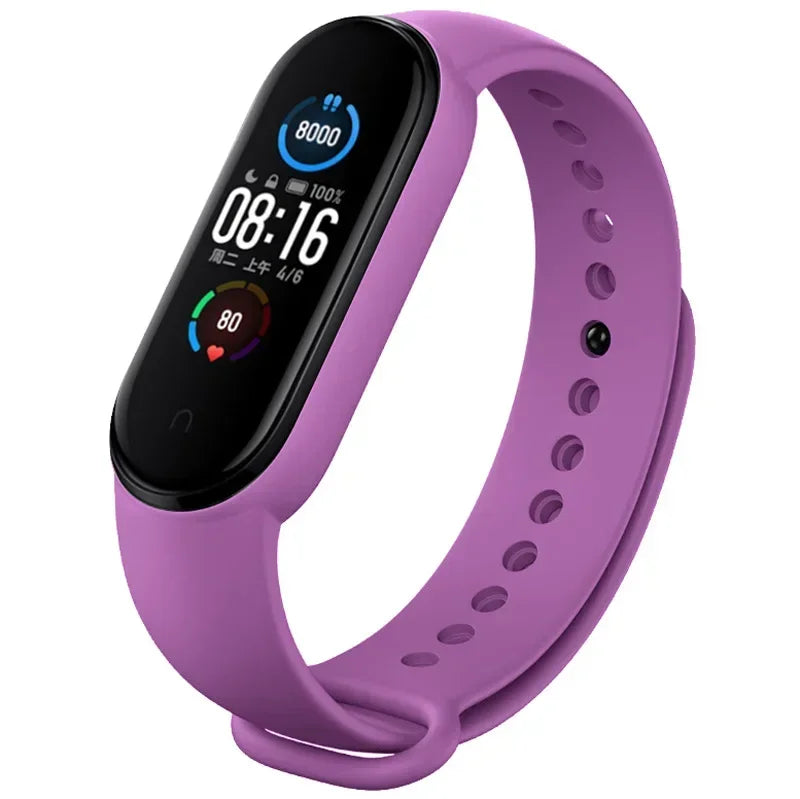 Silicone Strap for Xiaomi Mi Band 3 4 5 6 7 | 43 Colors Silicone Watch Strap Qme Purple Mi band 5 6 7