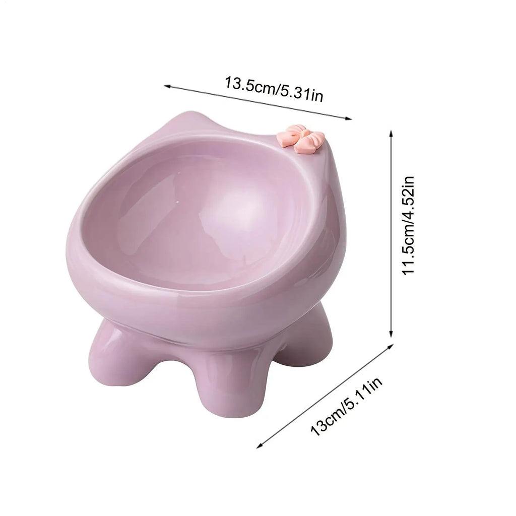 Elevated Tilted Ceramic Cat Bowl – Anti-Slip Wide Pet Dish Elevated Pet Bowl Qme