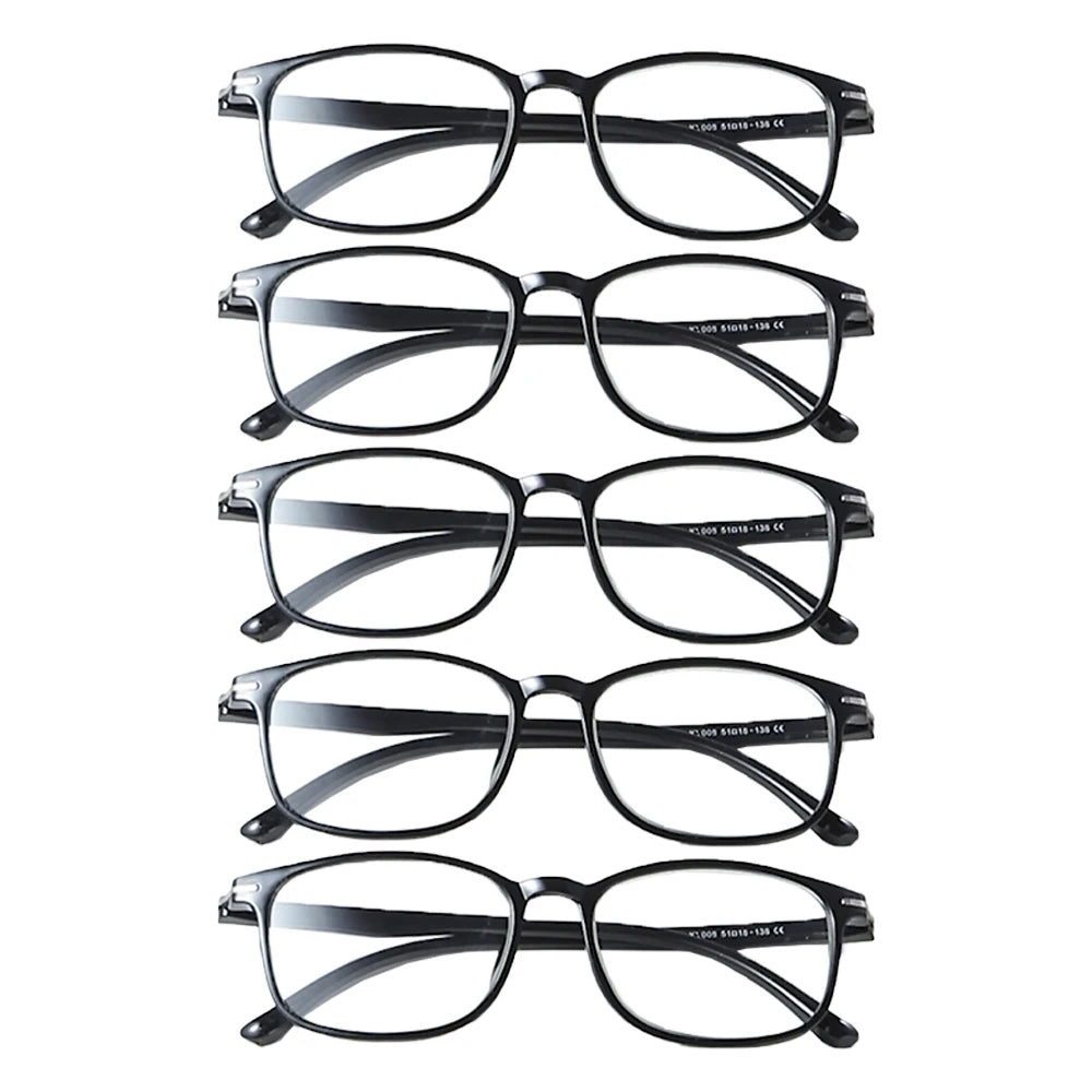 VOPHA Blue Light Reading Glasses 5 Pack – Lightweight L10 Reading Glasses Qst 5pcs-Black +100