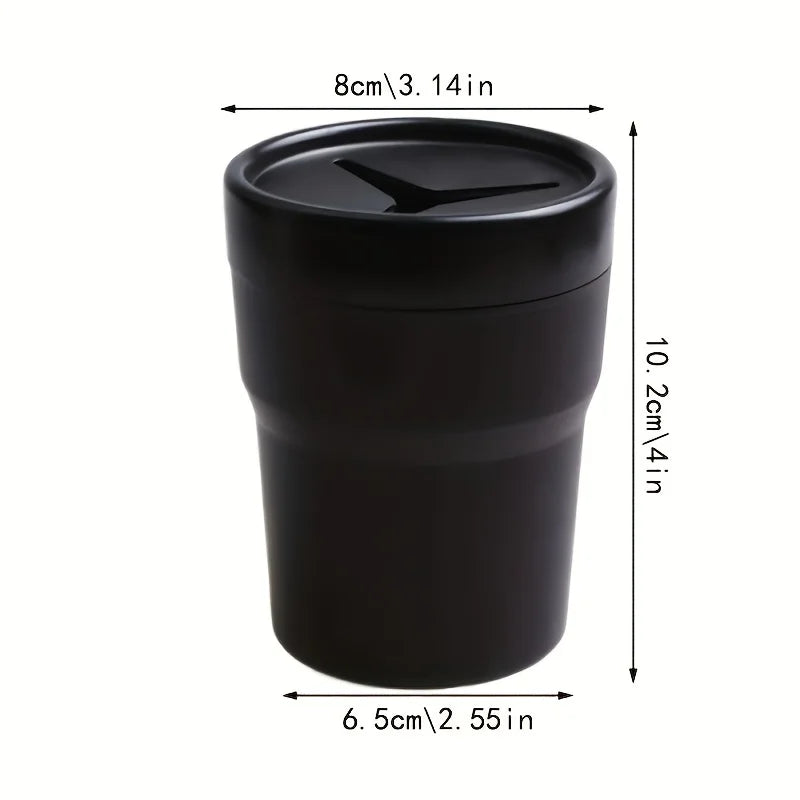 Car Storage Box with Lid & Cup Holder | Lightweight Trash Bin Car Storage Organizer Qme