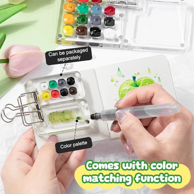 Travel Watercolour Paint Palette – Mini Pocket Artist Set Watercolour Paint Set Qme