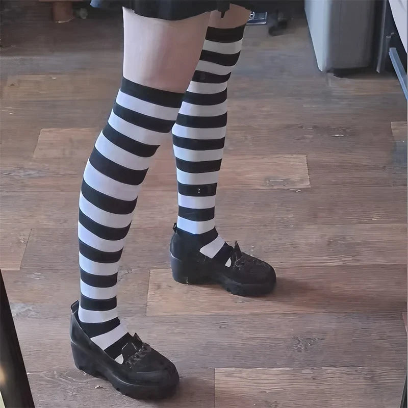 Women's Striped Over-the-Knee Long Socks – 18 Colors Over-the-Knee Socks Qme