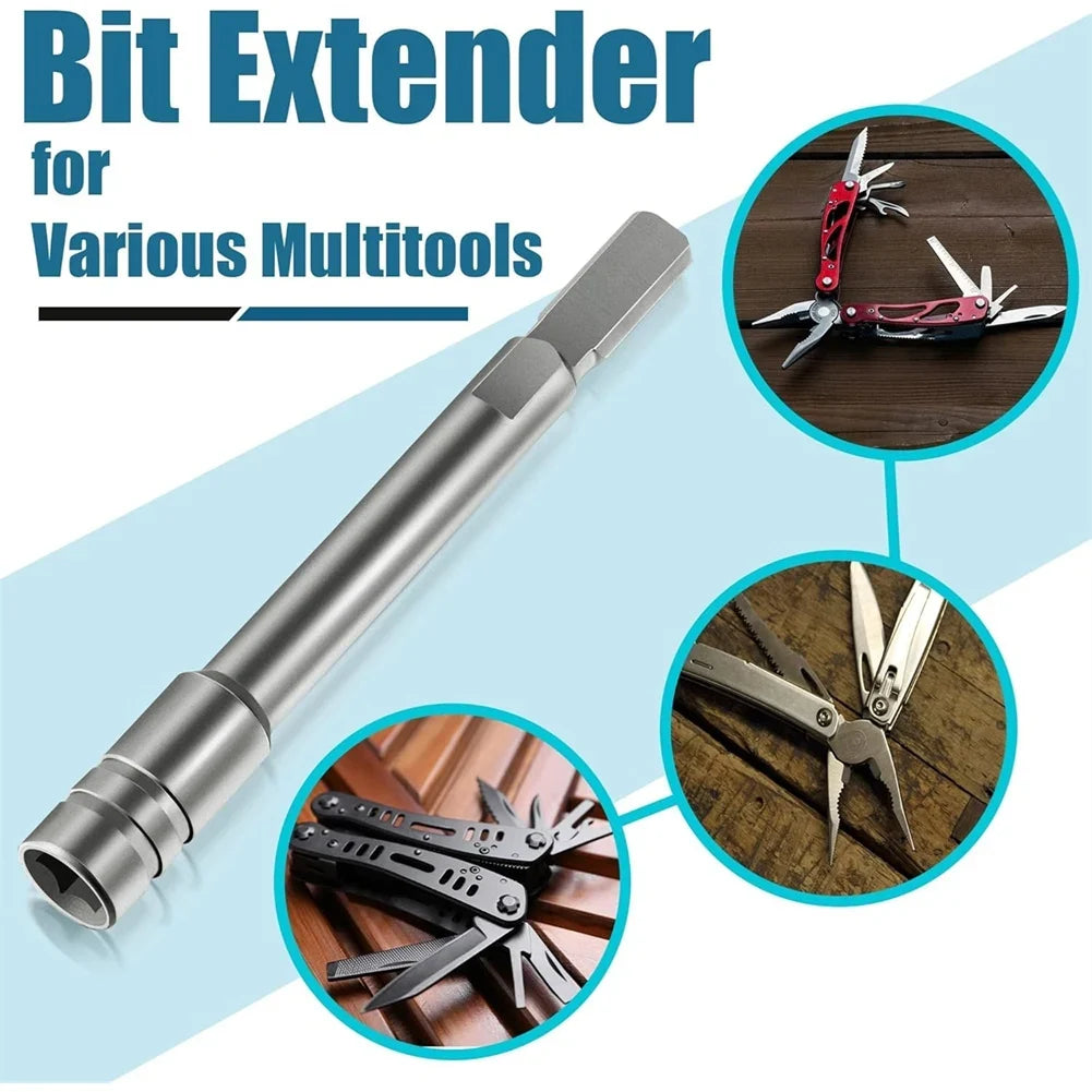 Multitool Bit Driver Extender – Extension Rod with Flat Handle Bit Driver Extender Qme Silver Grey