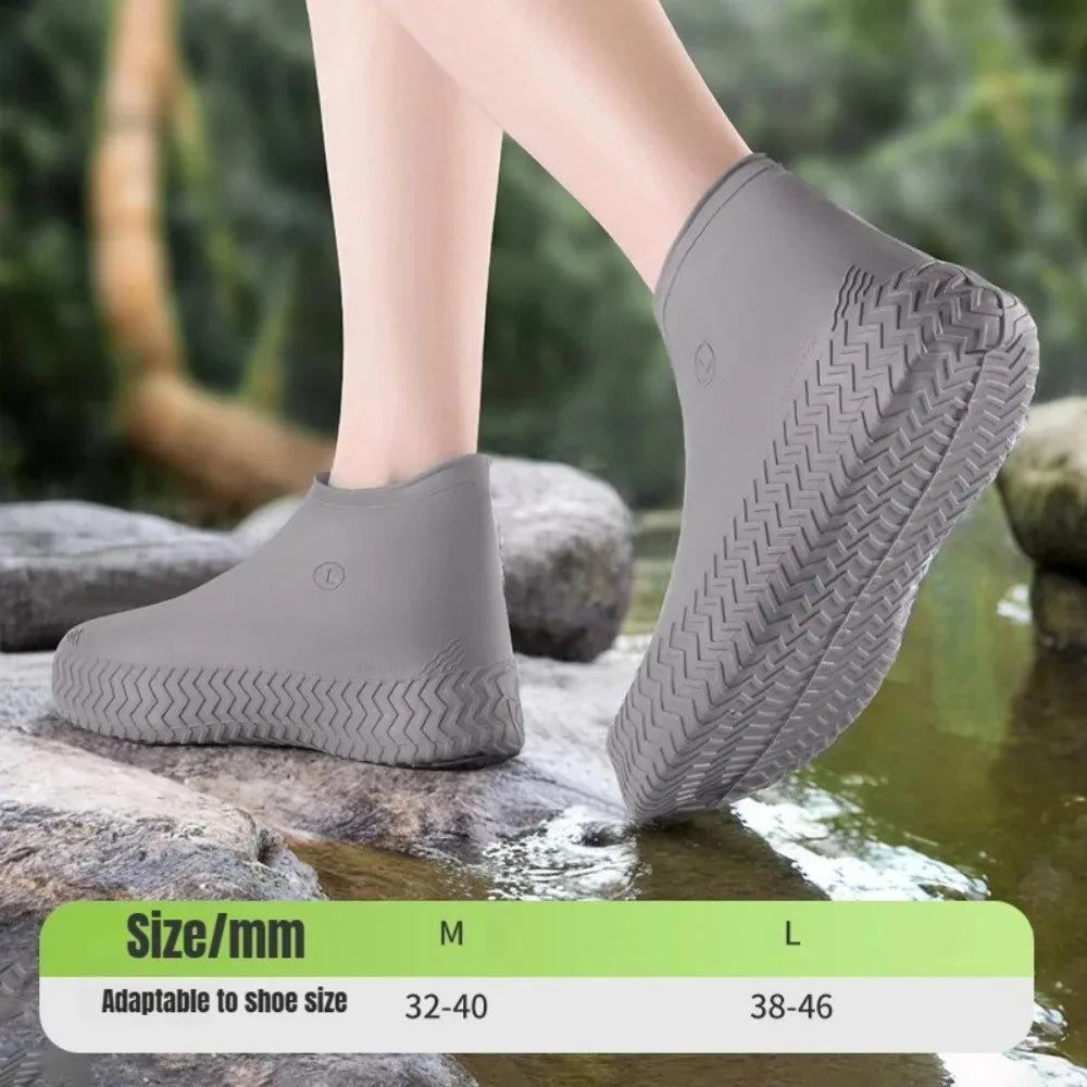 Thick Latex Waterproof Non-Slip Shoe Covers – Outdoor Rain Waterproof Shoe Covers Qme Gray M(32-40)