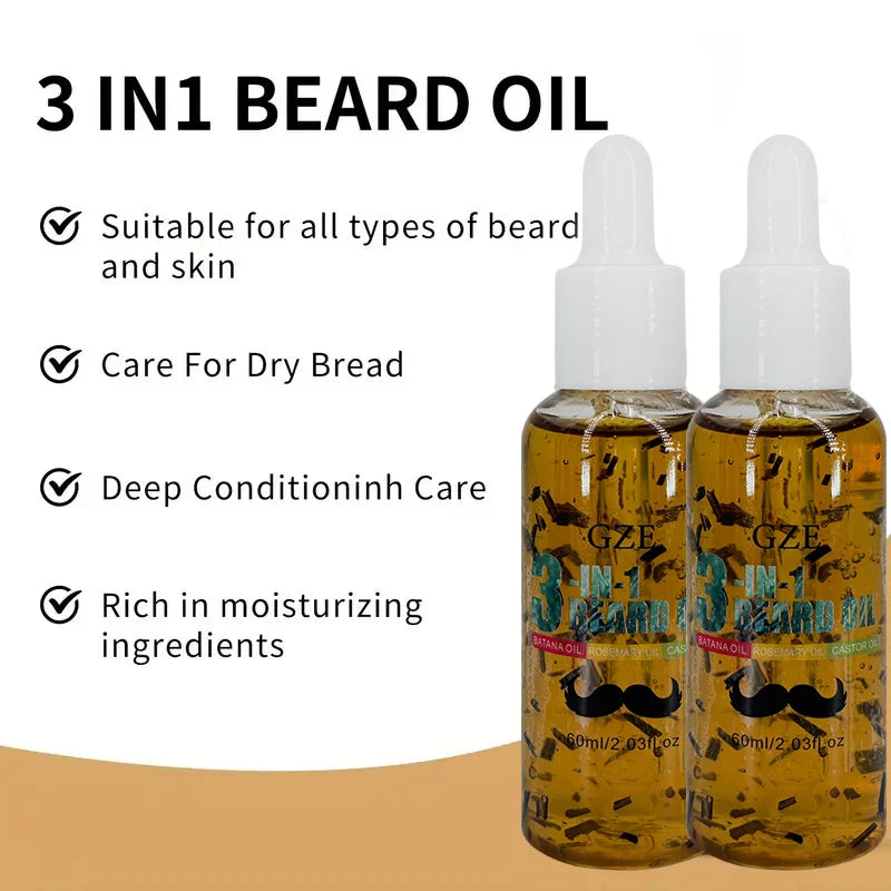 GZE 3-in-1 Beard Oil – Moisturize, Condition & Tame Flakes Beard Oil Qme