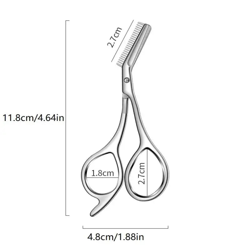 Professional Eyebrow Trimming Scissors & Stainless Steel Comb Eyebrow Grooming Tool Qme