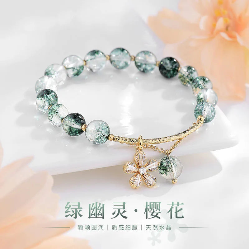 Cherry Blossom Green Ghost Lucky Crystal Bracelet Crystal Bracelet Qme