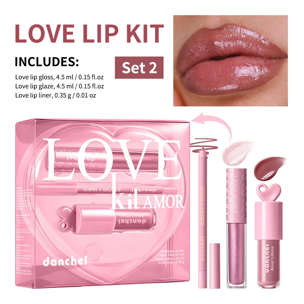 Mirror Lip Gloss Kit – Liner, Gloss & Shimmer with Vitamin E Lip Gloss Set Qst SET2