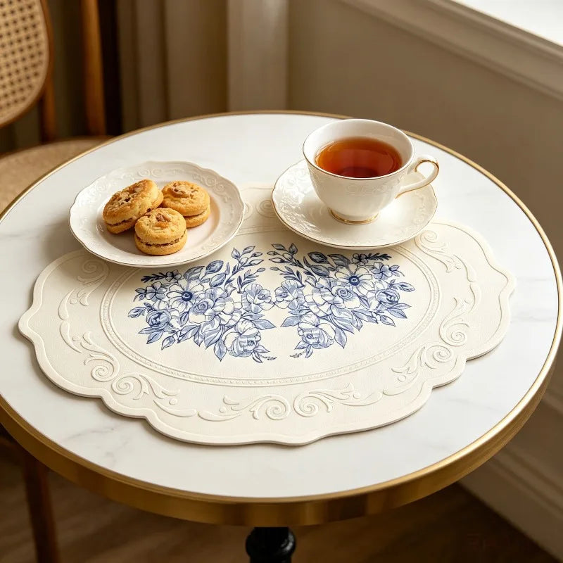Silicone Lace Placemat | European Retro Embossed Table Mat Silicone Table Mat Qme